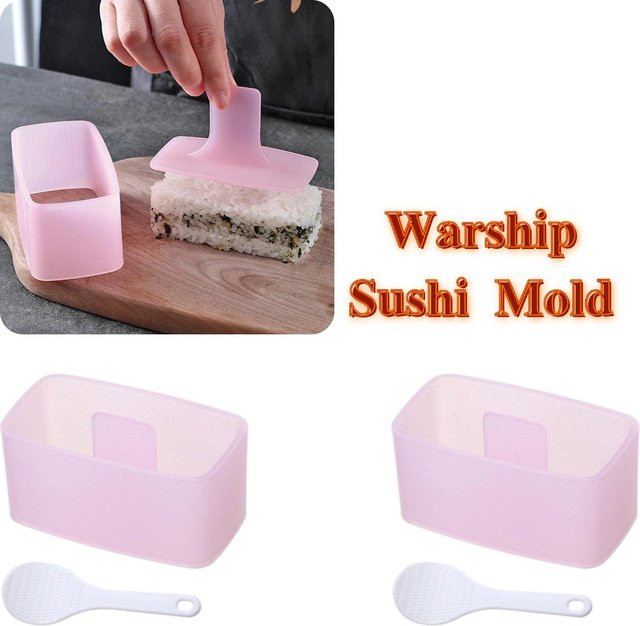 KITPIPI Sushi Form Set Pink, Rechteckige Onigiri Presse aus Kunststoff für Bento und Reisbälle - Bild 1