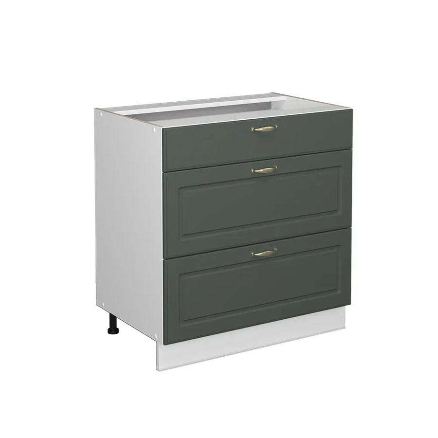 Vicco Küchenunterschrank Fame-Line Landhaus Weiß Grün Gold mit 3 Schubladen Breite: 80 cm - Bild 3
