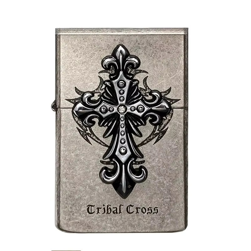 ZORRO Kerosinfeuerzeug Angel Cross Style in Schwarz und Silber - Bild 3