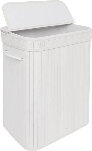 Faltbarer Wäschekorb aus Bambus von Relaxdays mit Deckel in Weiß, B: 60,0 cm, T: 30,0 cm, H: 72,0 cm - Bild 1