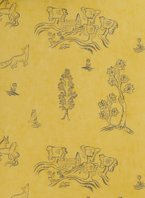 Andrew Martin Tapete Wychwood Non-woven in Provencal Yellow mit Tiermotiven - Bild 1