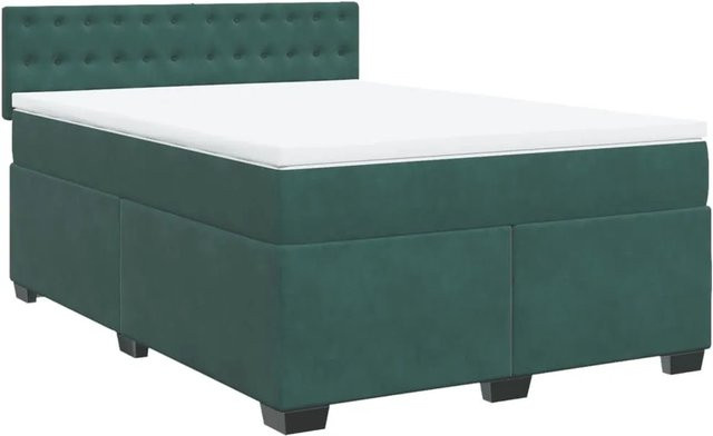 vidaXL Boxspringbett mit Matratze in Grün aus Samt, Hybridbett mit Taschenfederkern, B/T: 160 x 200 cm - Bild 1