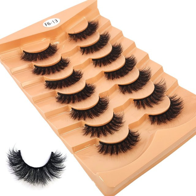 AMSDCN F6-13 Künstliche 3D-Wimpern, 7 Paar, Unisex - Bild 1