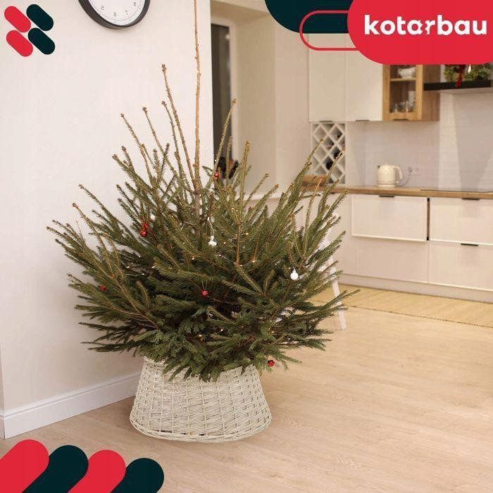 Weihnachtsbaumhülle KOTARBAU® aus Weide und Stroh in Weiß, Durchmesser: 45 cm - Bild 2