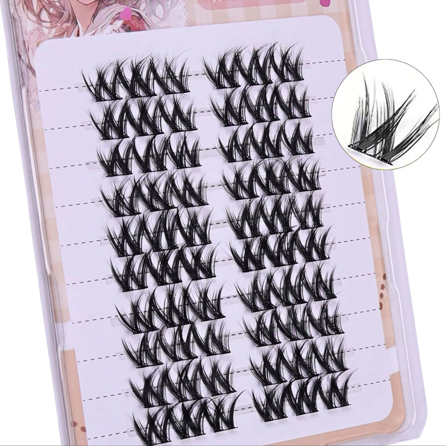 JIEFUXIN W-Lashes 3D Cluster Wimpern, 60 Stück, Black, Unisex - Bild 2