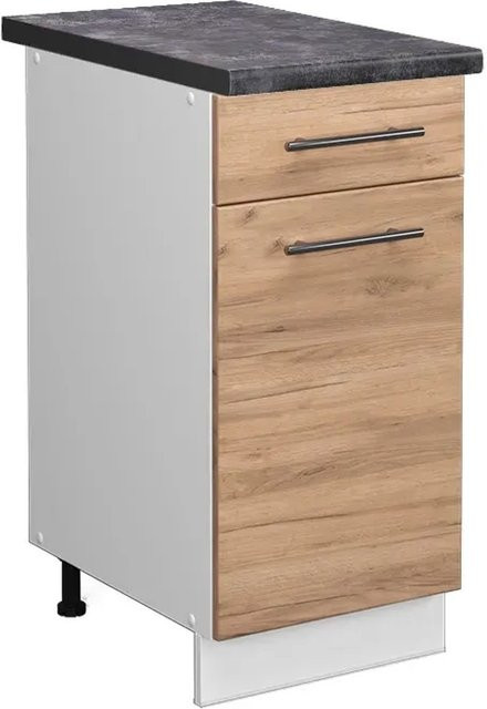 Vicco Küchenunterschrank Fame-Line Goldkraft Eiche Weiß Anthrazit B: 40 cm, T: 60 cm, H: 82 cm - Bild 1
