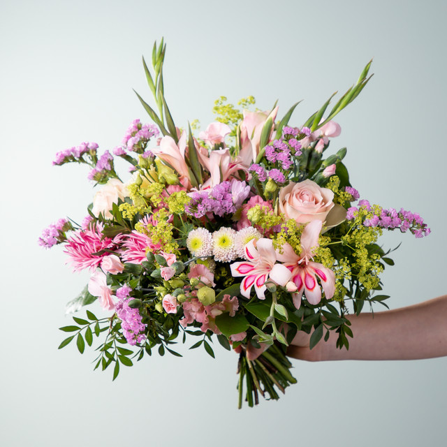 BLUME2000 Dahlia Bouquet Tabletop multicolour lightpink purple yellow - Bild 1