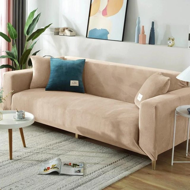 BC-Warm Home Jacquard Sofabezug aus Samt-Plüsch in Grau für 1 Sitzplatz (90-140 cm) - Bild 1
