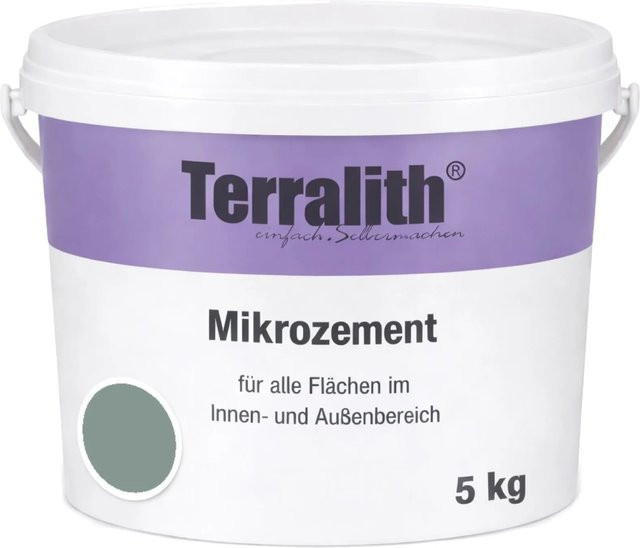 Terralith Mikrozement Fix & Fertig LFN0733 Wasserbasiert in Grau und Grün, Körnung 0-2mm, für 3,5qm, 5kg - Bild 1