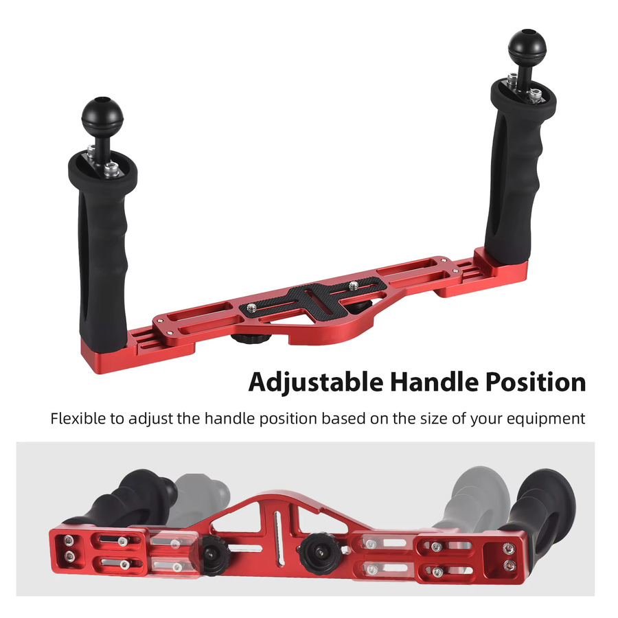 Dual Griff Kamera Tauchen Rig Handheld Unterwasser Tablett Stabilisator Kamera Gehäuse Halterung in Rot - Bild 3