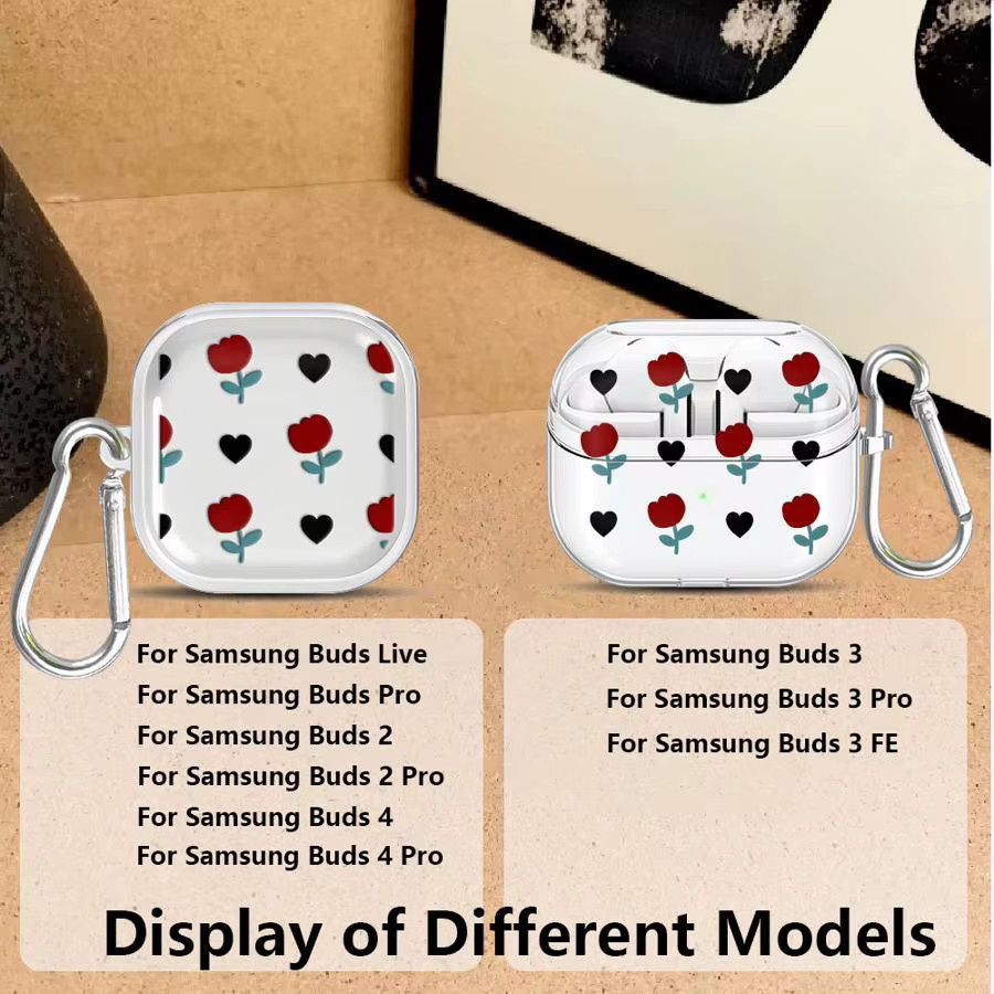 Transparente Kopfhörerhülle mit Simple Flower Design für Samsung Galaxy Buds 2, 3 Pro, 4 Pro, Live und FE - Bild 2