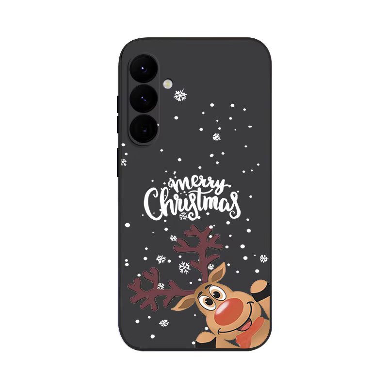 Weihnachts Elch Handyhülle aus TPU für Samsung Galaxy S25 S24 S23 S22 Ultra Plus FE A55 A54 A53 A35 A15 in Schwarz - Bild 3