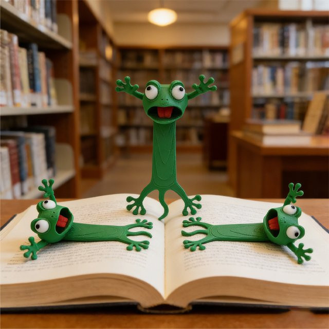 3D-gedrucktes Frosch-Lesezeichen aus Kunststoff in Grün - Bild 1