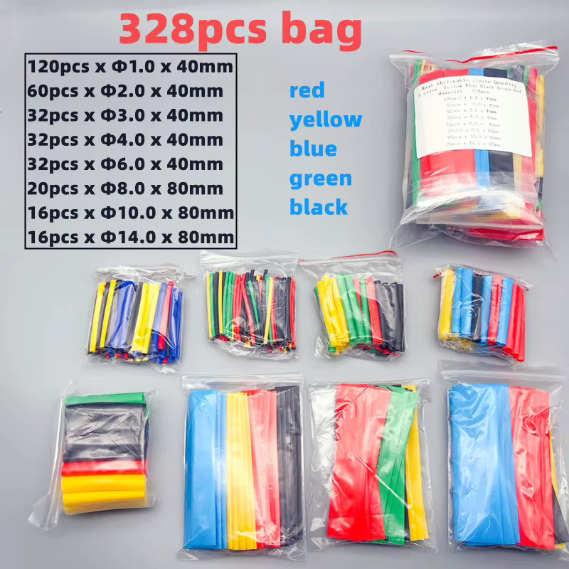Snaterm Polyolefin-Schrumpfschlauch-Set in Schwarz und Multicolour, 127-teiliges Set mit 2:1 Schrumpfverhältnis zur Kabelisolierung - Bild 2
