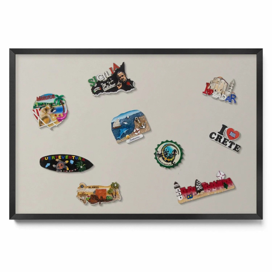 Tulup Magnettafel Magnetboard für Reisemagnete in Cremefarben mit schwarzem Rahmen, B: 60 cm, H: 40 cm - Bild 2