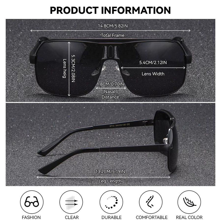 BARCUR Sonnenbrille, Vollrand, square, black - Bild 2