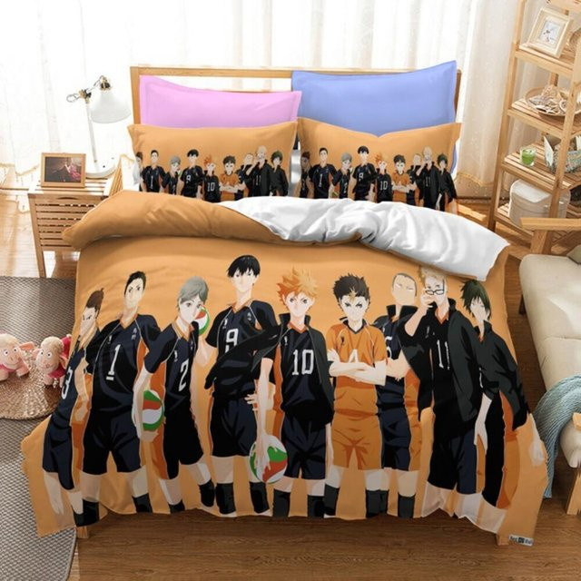 Bettwäscheset Haikyuu mit 3D-Druck für Kinder und Teenager, Orange, B/H: 135 x 200 cm - Bild 1
