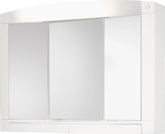Jokey Spiegelschrank Swing in Weiß Hochglanz mit LED-Beleuchtung und Steckdose, B/H: 76 x 58 cm - Bild 1