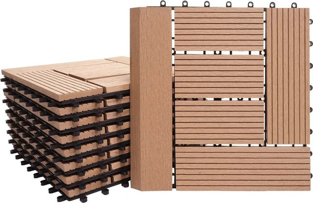 MCW WPC Bodenfliese Sarthe mit Abschluss in Holzoptik Teak, 1qm Set (11 Stück à 30 x 30 cm) - Bild 2
