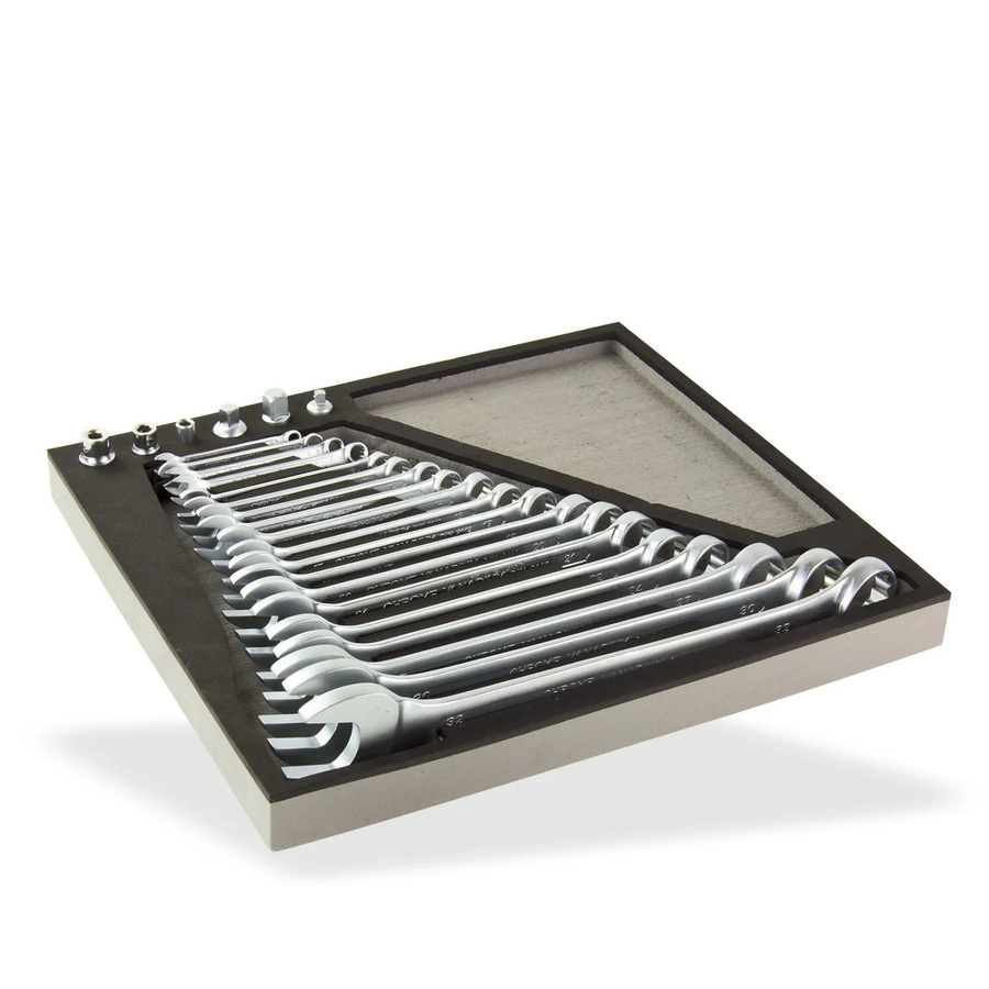 PROREGAL Gabelringschlüsselsatz 25 Teile für Werkstattwagen Cheetah Plus, Chrome Vanadium, Silber, H: 3,5 cm, B: 40 cm, T: 19 cm - Bild 2