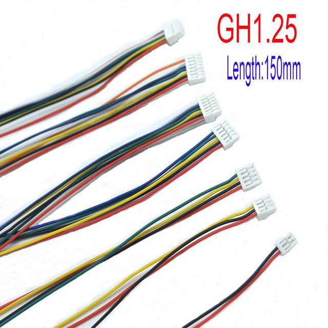 10er Set Micro JST GH 1,25mm Stecker mit 2 bis 6 Pins und 150mm Kabel, 28AWG, Mehrfarbig - Bild 1