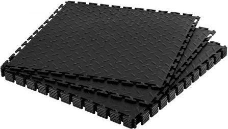 VEVOR PVC Garagenboden 8er-Pack Schwarz, rutschfeste Werkstattmatten mit Diamantplatte zur Klick-Verlegung, B/T/H: 51,3 x 51,3 x 0,5 cm - Bild 1