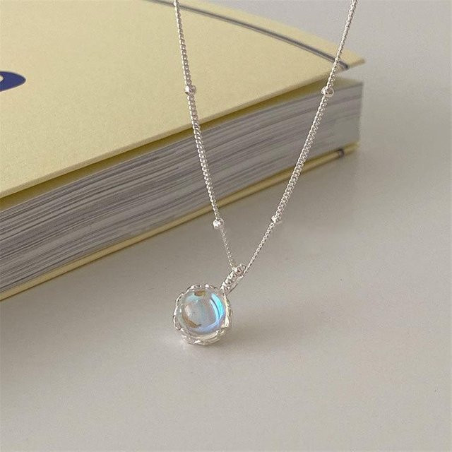 Lucky Star Jewelry Halskette, 925 Silber, Blütenblatt, Mondstein, Damen - Bild 1
