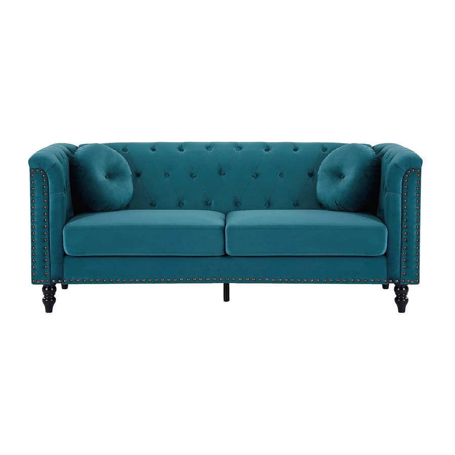 Vente-unique Sofa Turner in Blaugrün mit Samtbezug und Armlehnen, Breite: 190 cm - Bild 2