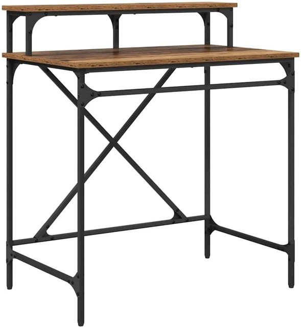 vidaXL Schreibtisch aus Holzwerkstoff und Stahl in Braun, B/T/H: 80 x 50 x 90 cm - Bild 1