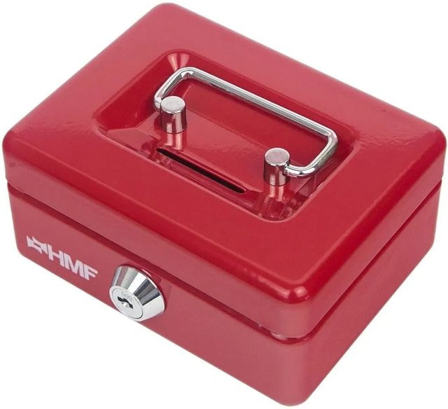 HMF Kinder Spardose Geldkassette mit Schlitz in Rot, B/T/H: 12 x 9 x 6 cm - Bild 1