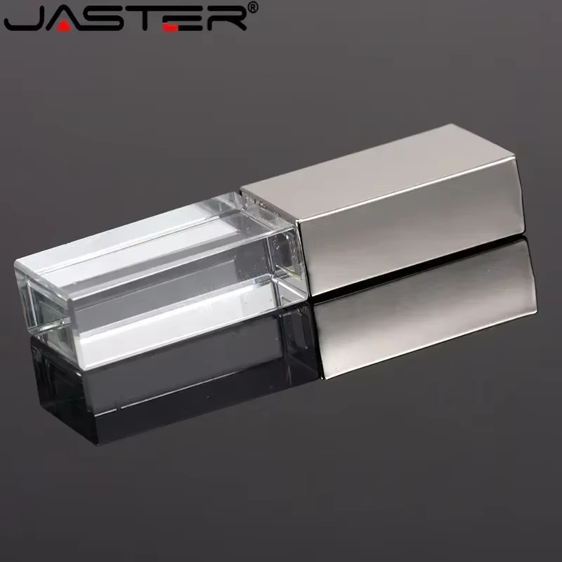 JASTERS Kristall USB-Flash-Stick im 3D-Druck mit individuellem Logo, transparent und gold, USB-A Anschluss - Bild 2