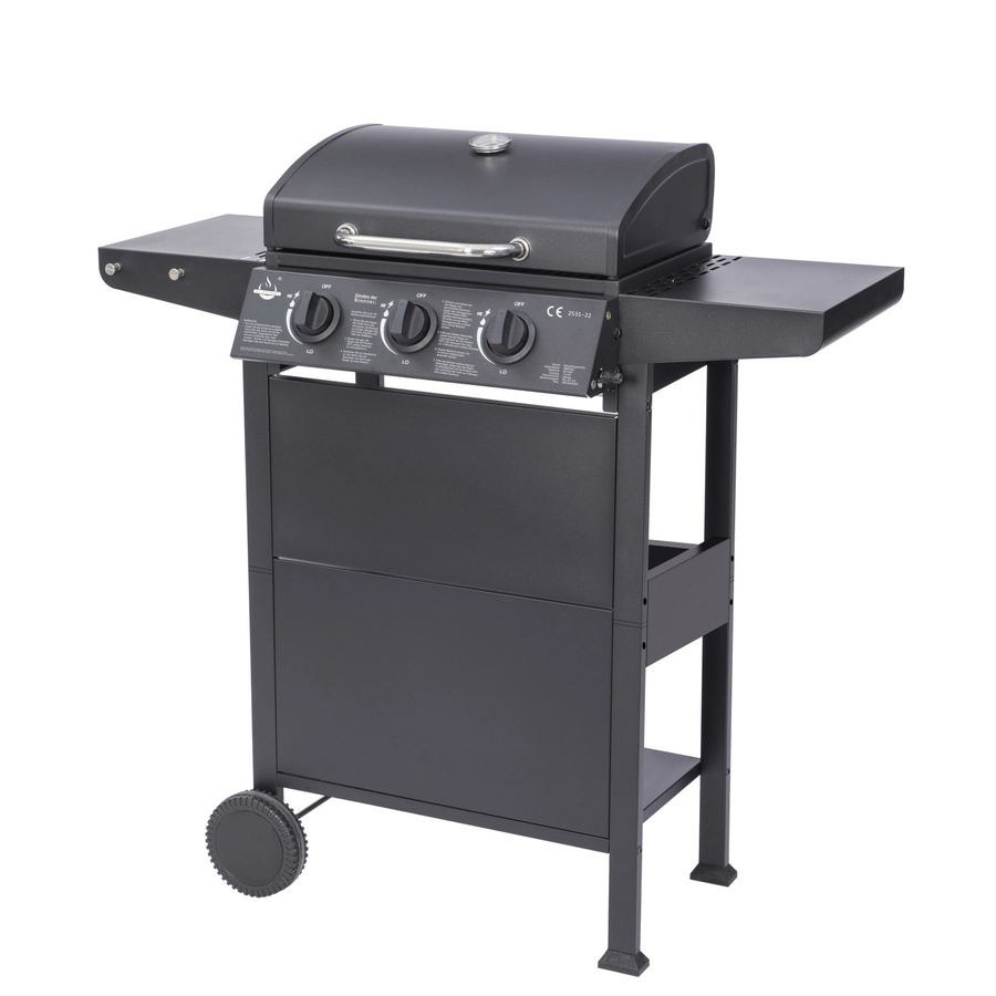 El Fuego Gasgrill San Jose mit 3 Brennern in Schwarz und Silber mit Thermometer und Edelstahl-Details, B/T/H: 104 x 101,5 x 51 cm - Bild 2