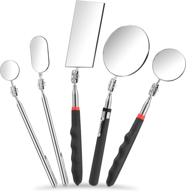 Toorise Teleskop-Inspektionsspiegel-Set aus Edelstahl in Silber, 5/4 Stück einziehbare mechanische Rotationsspiegel für präzise Inspektionen - Bild 1