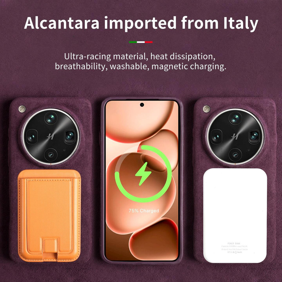 Magnetische Alcantara Kunstleder Handyhülle für OPPO Find X8 Ultra, X7, X6 und X9 Ultra im Supercar Wildleder Design - Bild 4