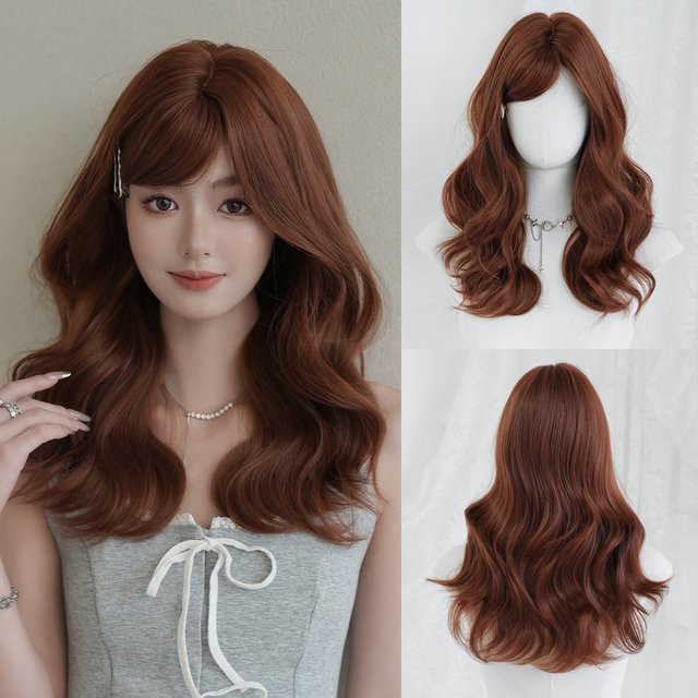 7JHH WIGS Perücke, schulterlang, kupferfarben, synthetisch, Damen - Bild 1
