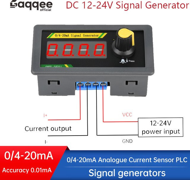Gaqqee Analoger Signalgenerator mit vierstelliger Digitalanzeige für SPS-Debugging, 0/4–20 mA, DC 12–24 V - Bild 1