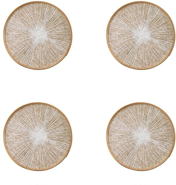 4er-Set Binchi Outdoor Product Runde Makramee Tischsets aus Jute im Boho-Stil, Durchmesser: 38 cm, Beige - Bild 1