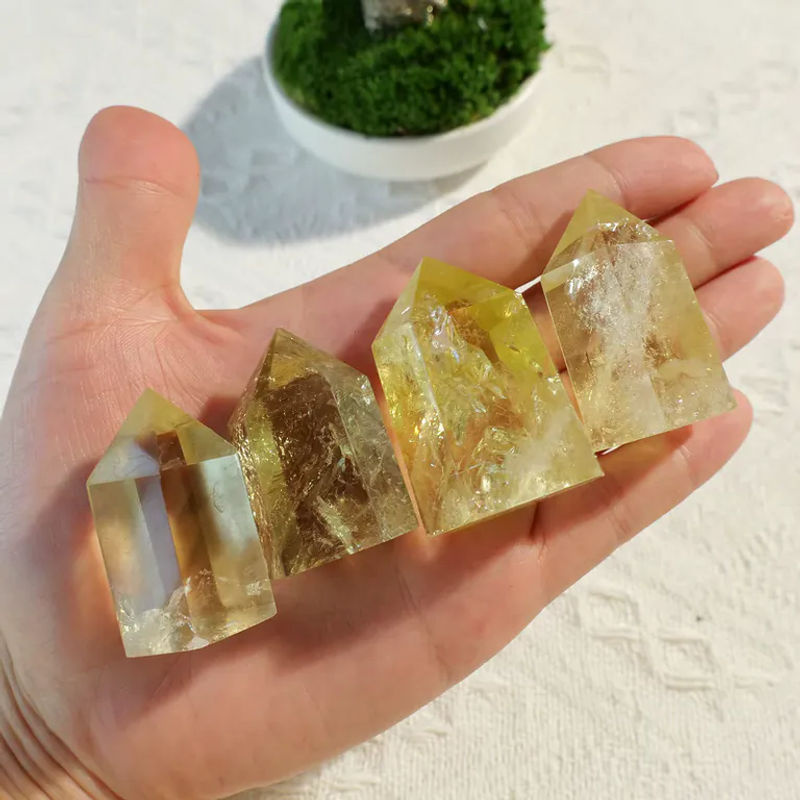 Runyangshi Citrin Kristallturm aus Brasilien, gelber Naturstein als Dekoration - Bild 4