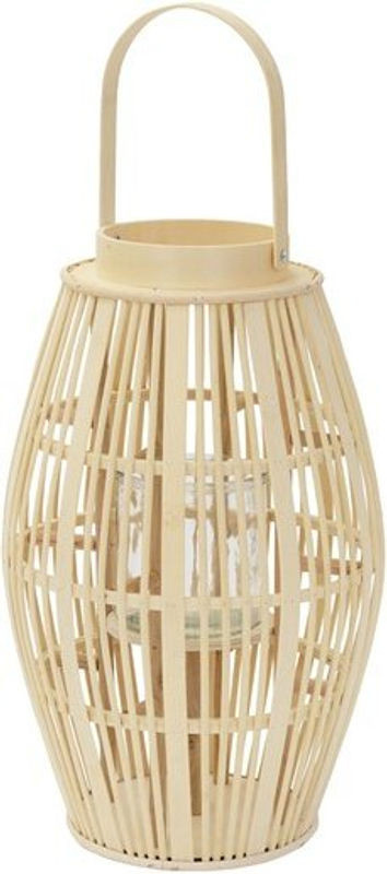 ECD Germany Bambus Laterne Windlicht in Beige und Braun im Bohemian Stil mit Glas und Henkel, Höhe: 63 cm, Durchmesser: 28,5 cm - Bild 1