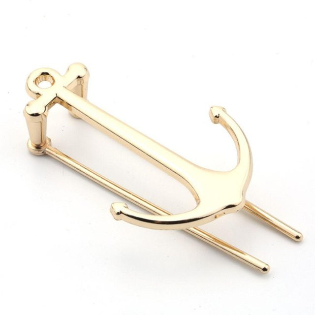 Kreatives Metall Lesezeichen in Anker-Form als Seitenhalter Clip in Gold für Schule und Büro - Bild 1