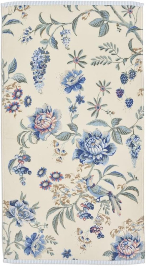 PIP Studio Handtuch Secret Garden in Weiß und Blau mit floralem Blumenranken-Design, Breite: 55 cm, Höhe: 100 cm - Bild 1