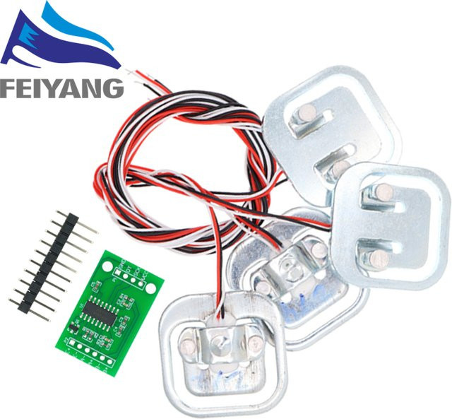 SAMIROB DIY Kit für elektronische Waagen mit 4 Menschliche Skala Wägezellen und HX711 AD Modul in Silber - Bild 1