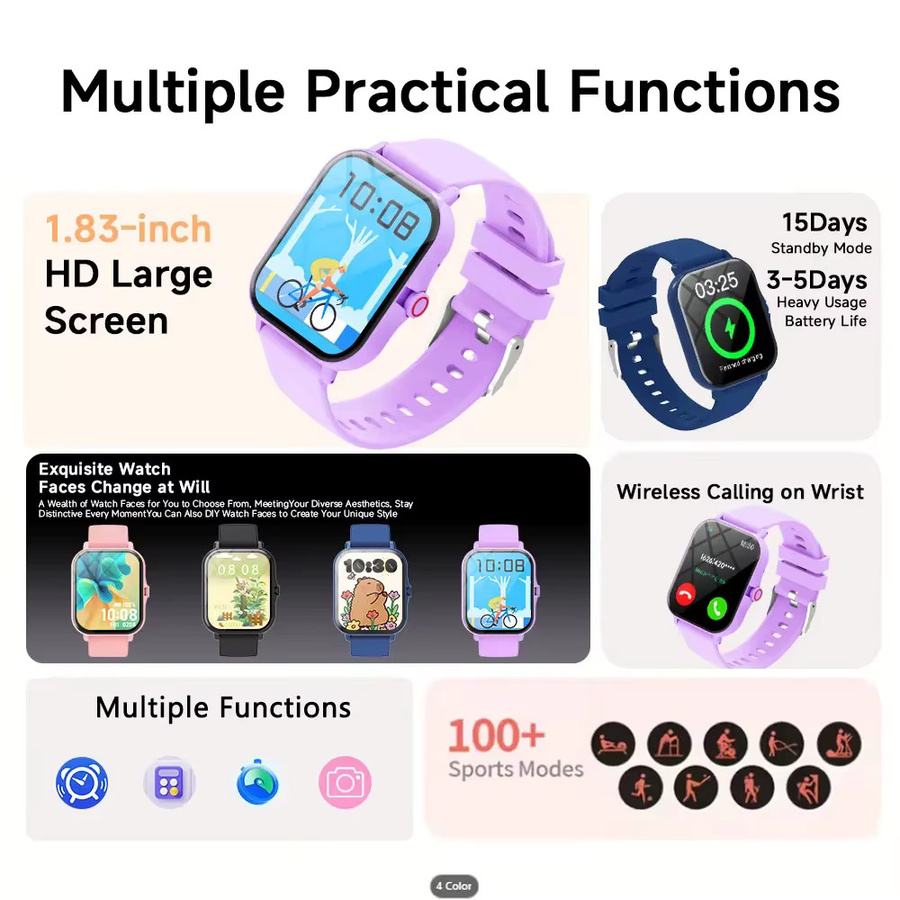 Ola Esporte Smartwatch, 1,83 Zoll, Purple, Silikon, Unisex - Bild 2