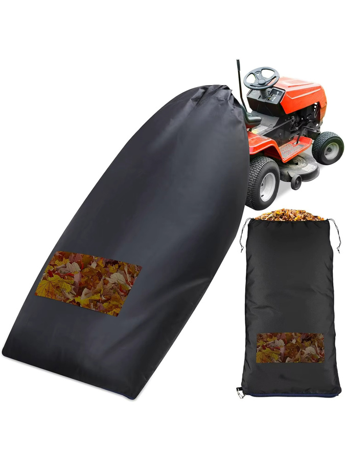 Strapazierfähiger Rasentraktor-Laubsammelbeutel aus schwarzem 420D Oxford-Polyester mit Reißverschluss und großem Fassungsvermögen - Bild 7