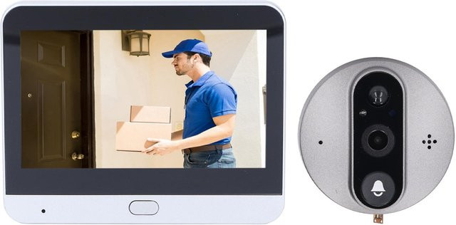 Igeteck Intelligente Katzenaugen-Türklingel in Silber mit 2MP 1080P Auflösung, 5000mAh Akku, 170 Grad Sichtfeld und PIR Infrarot-Nachtsicht - Bild 1