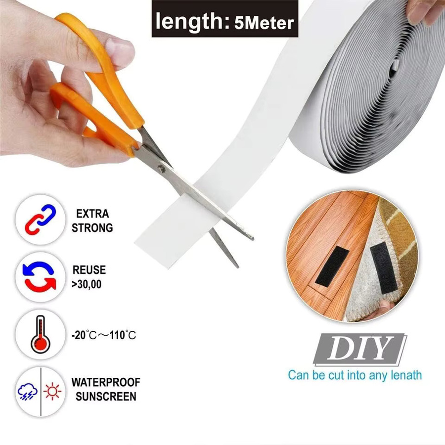 Selbstklebendes Klettverschlussband aus Nylon in Schwarz für DIY-Bastelzubehör - Bild 5