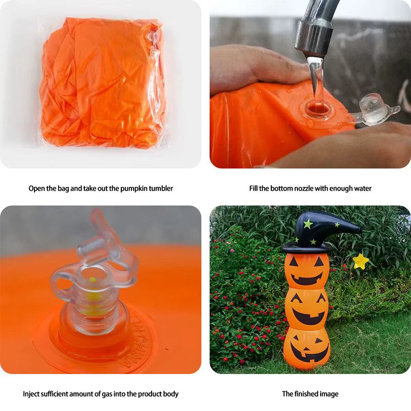 LUSQI Halloween aufblasbarer Kürbisgeist in Weiß und Orange als winddichte Gartendekoration für drinnen und draußen - Bild 5