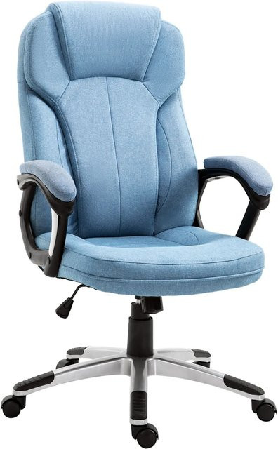 Vinsetto Ergonomischer Bürostuhl mit Kopfstütze und Armlehnen in Blau, Stoff und Metall, B/T/H: 66 x 75 x 110–120 cm - Bild 1