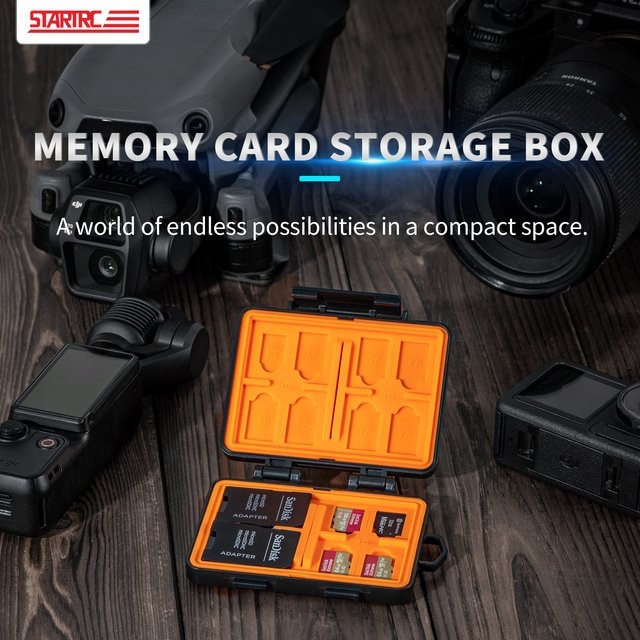 STARTRC Micro-SD-Karten-Aufbewahrungsbox für DJI Mini 5 Pro, Mini 4K, Mini 3, Pocket 3, Osmo Action und RC, wasserabweisend und stoßfest - Bild 1