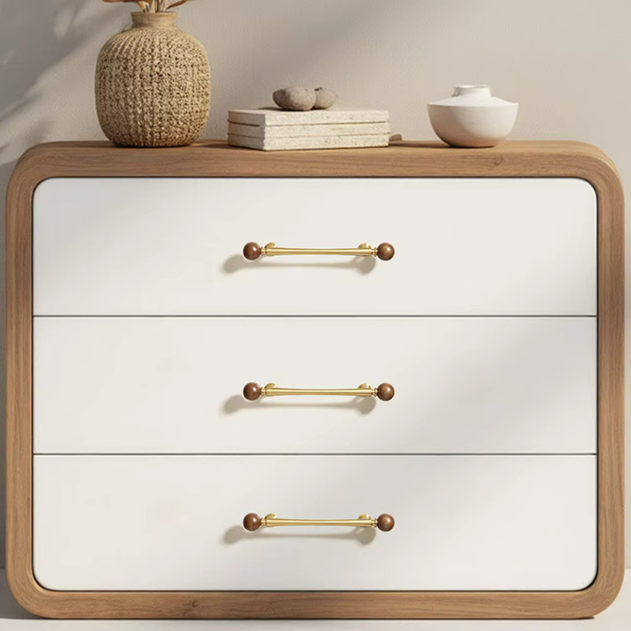 TANASAHA Massive Messing-Schrankgriffe in Gold und Braun als moderne Möbelbeschläge für Küchenschränke und Schubladen - Bild 2